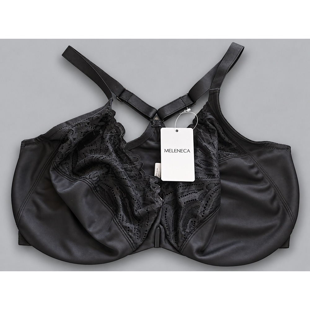 Front Close 34G Racerback Bra Womens Plus Size Black Lace Underwire Full Figure